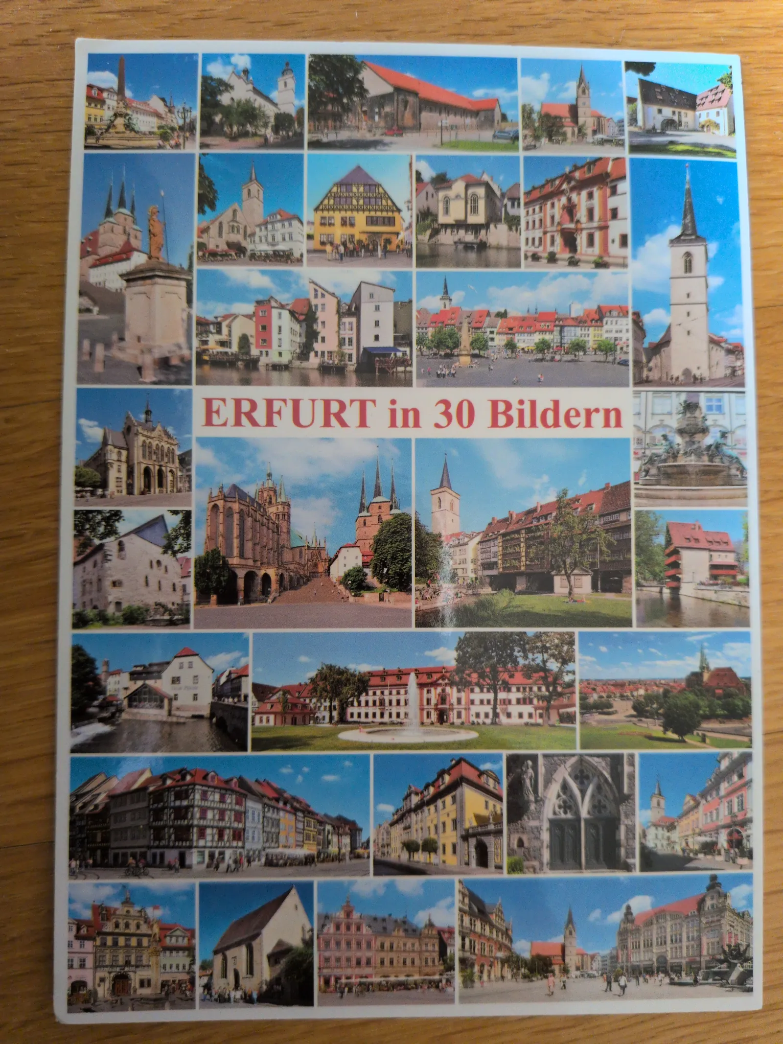 Eine Bildmontage mit dem Titel "ERFURT in 30 Bildern" zeigt zahlreiche historische und malerische Ansichten der Stadt Erfurt.